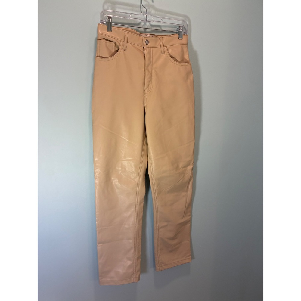 Abercrombie & Fitch 90s Straight Ultra High Rise Vegan Leather Pants Tan 29/8